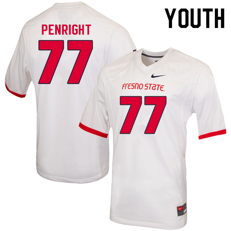 Youth #77 Toreon Penright Fresno State Bulldogs College Football Jerseys Sale-White - Click Image to Close